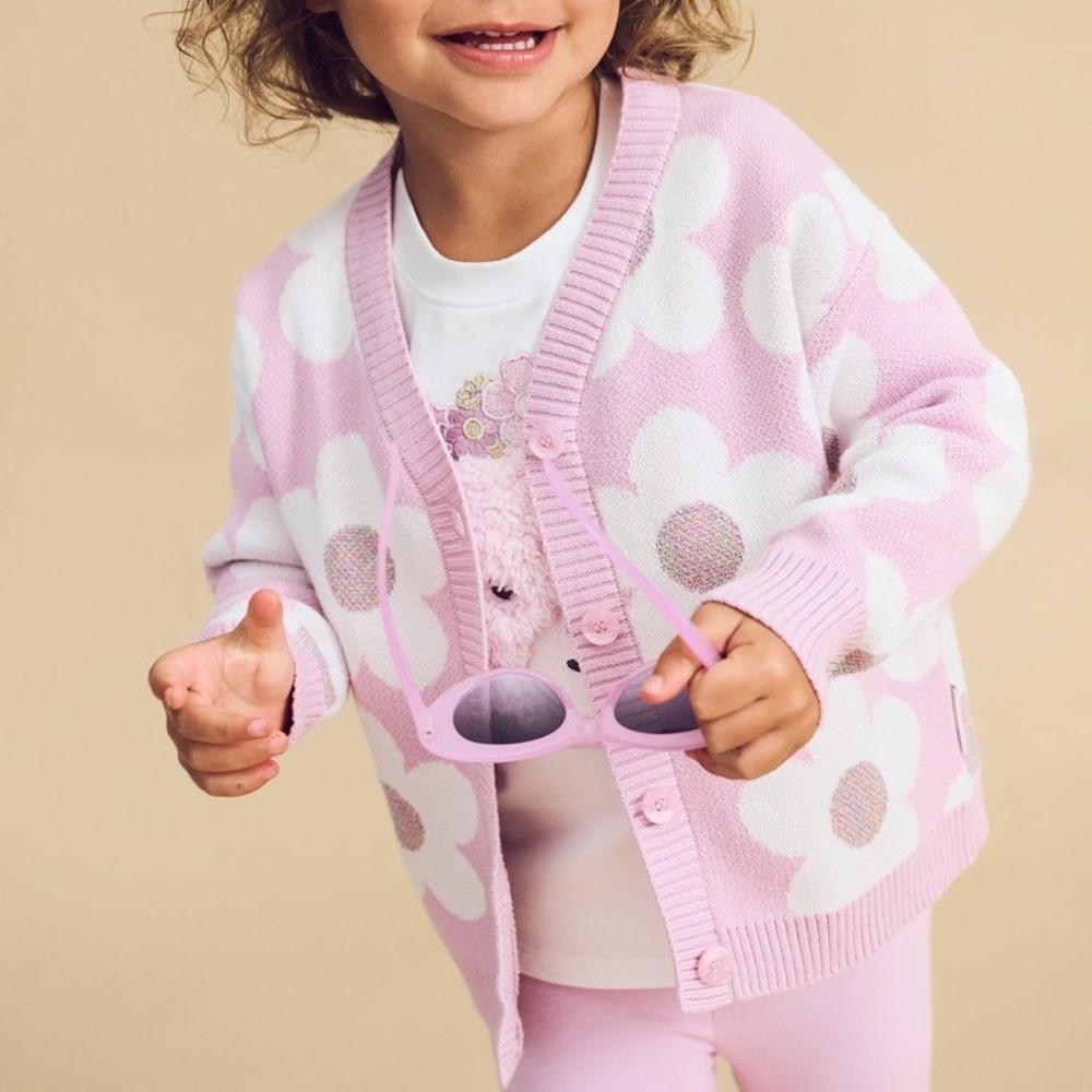 HUXBABY Daisy Cardigan Purple